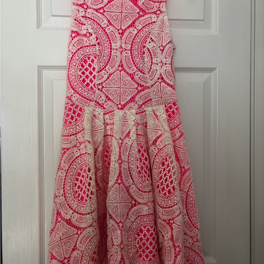 Hot pink and white Lace Dress